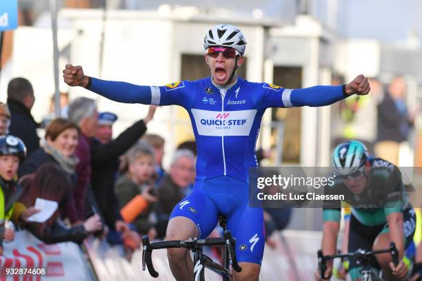 Arrival / Alvaro Jose Hodeg of Colombia and Team Quick-Step Floors / Celebration / during the 16th Handzame Classic 2018 a 199,1km from Bredene to...