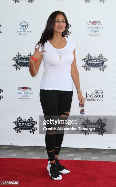 Jessie Camacho arrives at the Rally for Kids Start Your Engines brunch at the Eden Roc Hotel on November 21, 2009 in Miami Beach, Florida.