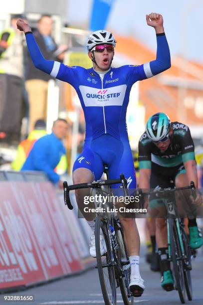 Arrival / Alvaro Jose Hodeg of Colombia and Team Quick-Step Floors / Celebration / during the 16th Handzame Classic 2018 a 199,1km from Bredene to...