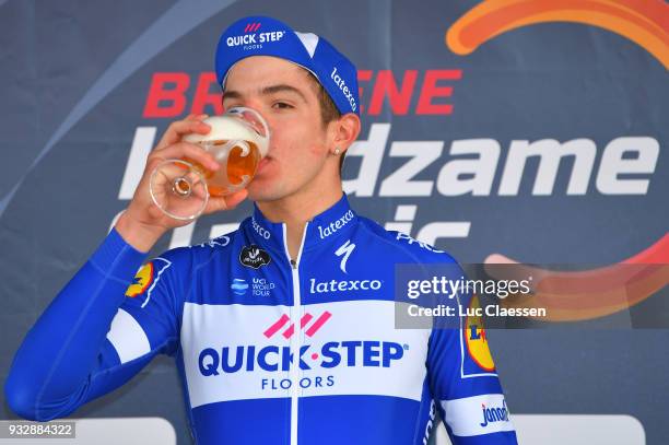 Podium / Alvaro Jose Hodeg of Colombia and Team Quick-Step Floors / Celebration / Flowers / during the 16th Handzame Classic 2018 a 199,1km from...