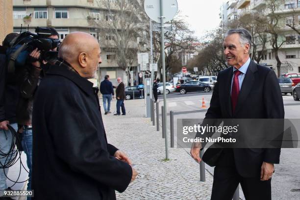 Former Portuguese President Anibal Cavaco Silva arrives to a commemoration meeting of the 50 years of the Islamic Community in Lisbon...