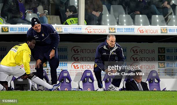 Head Coach Francesco Guidolin of Parma FC looks on during the Serie A match between Fiorentina and Parma at Stadio Artemio Franchi on November 21,...