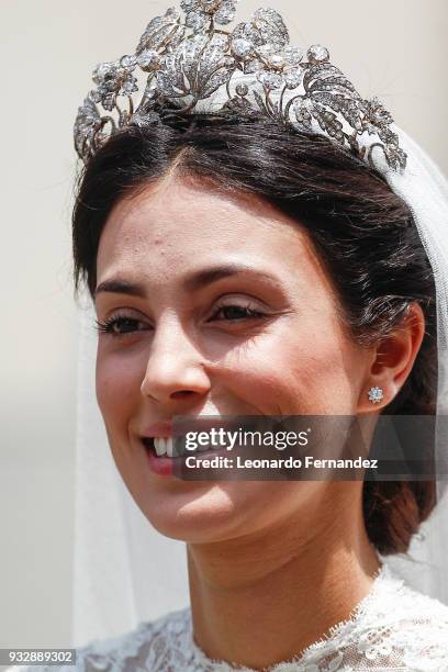 Alessandra de Osma smiles during her wedding to Prince Christian of Hanover at Basilica San Pedro on March 16, 2018 in Lima, Peru.