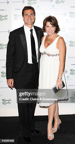 Presenter Natasha Kaplinsky and her husband Justin Bower arrive at the fourth annual Emeralds And Ivy Ball in aid of Cancer Research UK at Battersea...