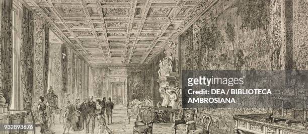 Prince Albert Edward and Princess Alexandra of Wales at Longleat House, the long gallery, Wiltshire, England, United Kingdom, illustration from the...