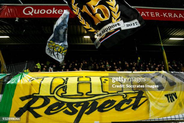 Banner for Lennart Thy of VVV Venlo during the Dutch Eredivisie match between Excelsior v ADO Den Haag at the Van Donge & De Roo Stadium on March 16,...
