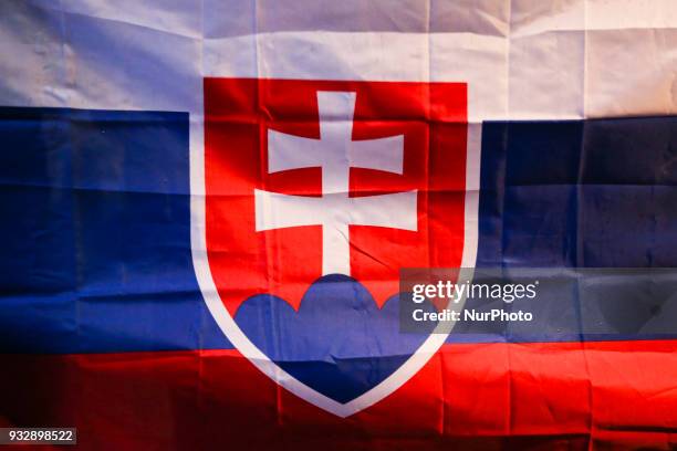 Slovaks gathered in front of the Consulate General of the Slovak Republic in Krakow, Poland on 16 March, 2018. In an anti-government demonstration...