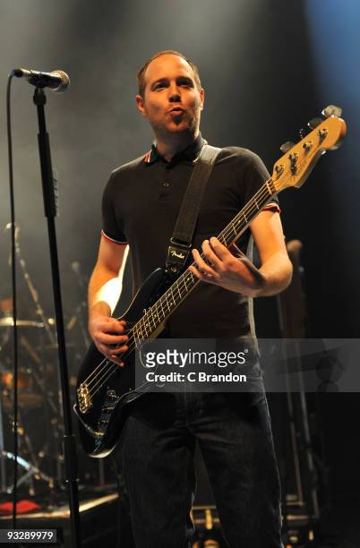 Dan Sealey of Ocean Colour Scene performs on stage at Shepherds Bush Empire on November 21, 2009 in London, England.