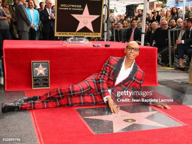 RuPaul honored with a Star on The Hollywood Walk Of Fame on March 16, 2018 in Hollywood, California.