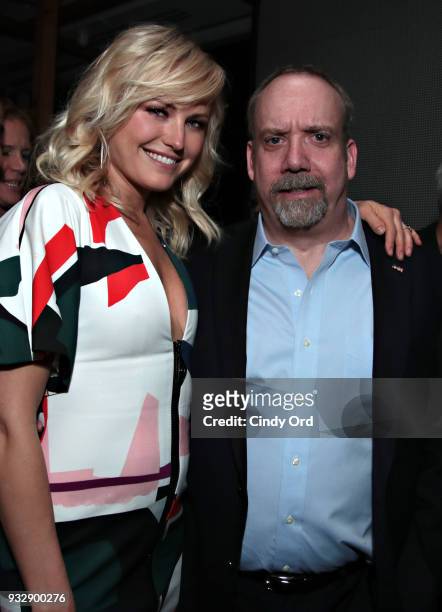 Malin Akerman and Paul Giamatti attend the BILLIONS Season 3 Premiere Cocktail Party at Mr. Purple on March 15, 2018 in New York City.