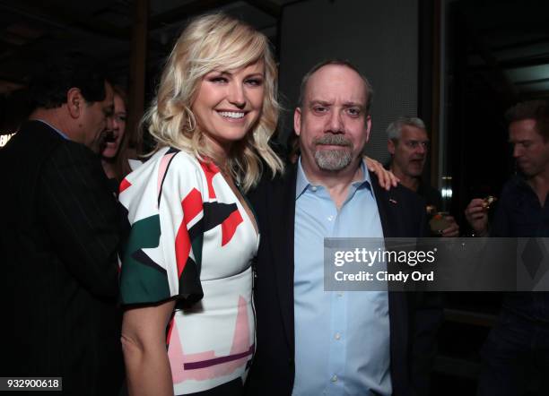 Malin Akerman and Paul Giamatti attend the BILLIONS Season 3 Premiere Cocktail Party at Mr. Purple on March 15, 2018 in New York City.