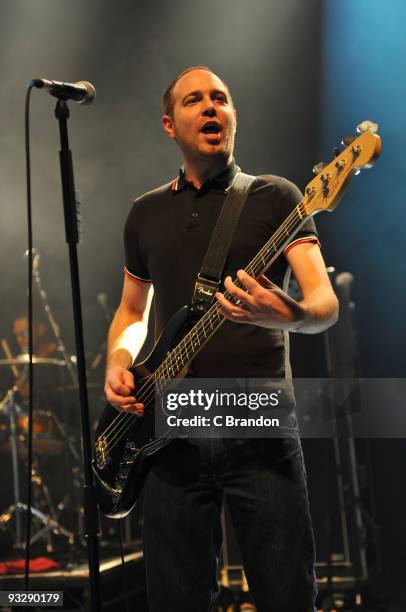 Dan Sealey of Ocean Colour Scene performs on stage at Shepherds Bush Empire on November 21, 2009 in London, England.