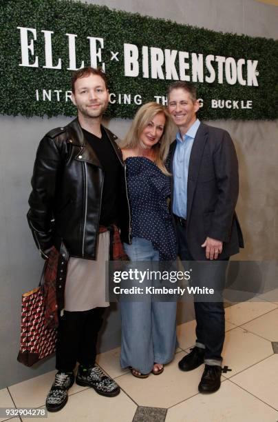 Tony Bravo, Lori Kahan and David Kahan attend the ELLE and Birkenstock Launch Exclusive Pop-Up Shop at Nordstrom on March 15, 2018 in San Francisco,...