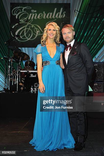 Ronan Keating and wife Yvonne Keating attend his fourth annual Emeralds and Ivy Ball in aid of Cancer Research UK at Battersea Evolution on November...