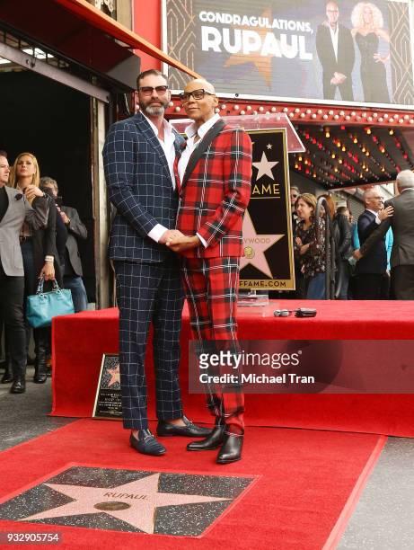 RuPaul and husband, Georges LeBar attend the ceremony honoring RuPaul with a Star on The Hollywood Walk of Fame held on March 16, 2018 in Hollywood,...