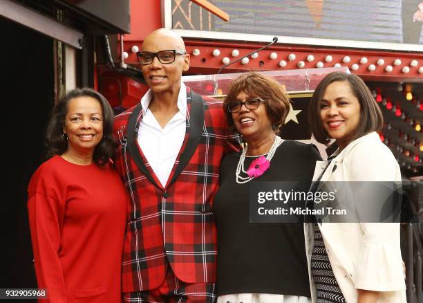 RuPaul with his sisters at the ceremony honoring RuPaul with a Star on The Hollywood Walk of Fame held on March 16, 2018 in Hollywood, California.