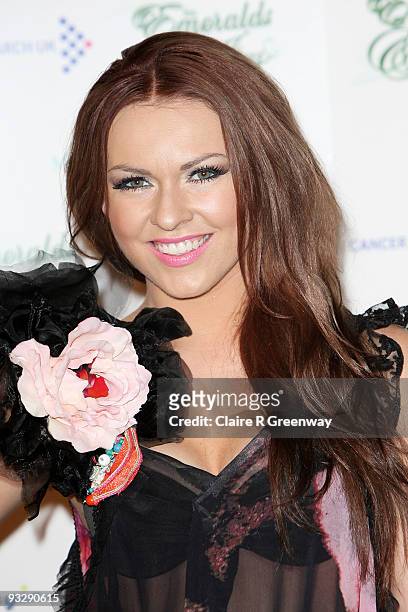 Actress Zoe Salmon arrives at the fourth annual Emeralds And Ivy Ball in aid of Cancer Research UK at Battersea Evolution on November 21, 2009 in...