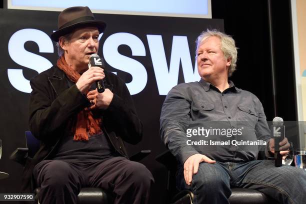 Richard Lloyd and Chris Frantz of Talking Heads speak onstage at From CBGB to the World: A Downtown Diaspora during SXSW at Austin Convention Center...
