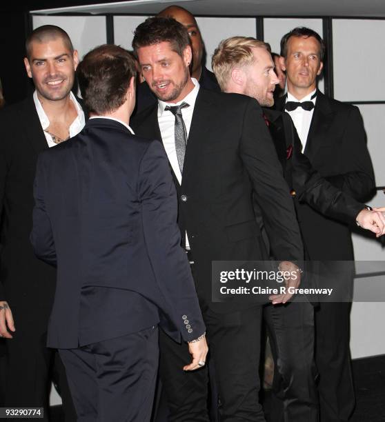 Boyzone members Shane Lynch, Mikey Graham, Keith Duffy and Ronan Keating arrive at the fourth annual Emeralds And Ivy Ball in aid of Cancer Research...