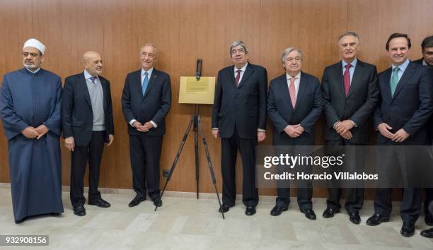 From L to R: The Grand Imam of the Al-Azhar Mosque in Cairo, Sheikh Ahmed Mohamed el-Tayeb; Abdoul Vakil, president of the Islamic Community of...