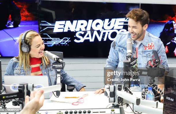 Gina Ulmos and Prince Royce are seen at The Enrique Santos Show At I Heart Latino Studios on March 16, 2018 in Miramar, Florida.
