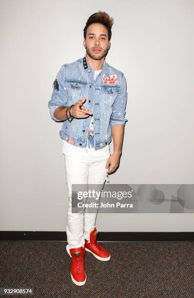 Prince Royce is seen at The Enrique Santos Show At I Heart Latino Studios on March 16, 2018 in Miramar, Florida.