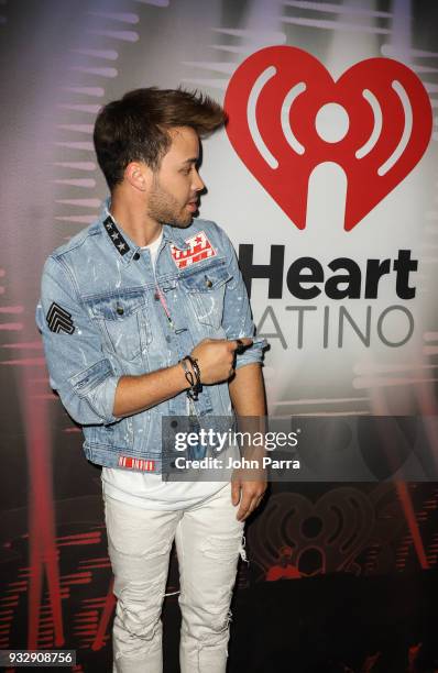 Prince Royce is seen at The Enrique Santos Show At I Heart Latino Studios on March 16, 2018 in Miramar, Florida.