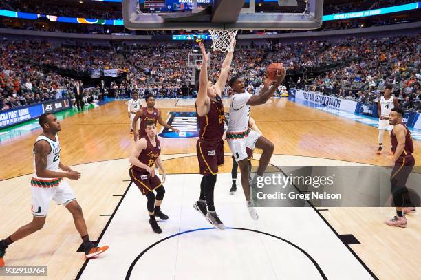 Playoffs: Miami Anthony Lawrence II in action vs Loyola Chicago at American Airlines Center. Dallas, TX 3/15/2018 CREDIT: Greg Nelson