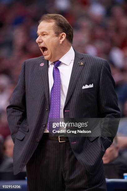 Playoffs: Stephen F. Austin coach Kyle Keller during game vs Texas Tech at American Airlines Center. Dallas, TX 3/15/2018 CREDIT: Greg Nelson