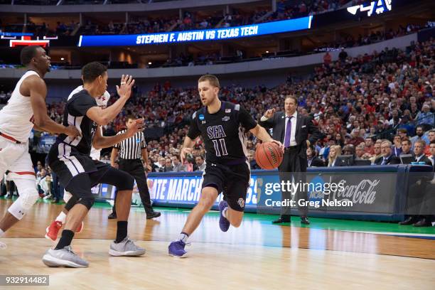 Playoffs: Stephen F. Austin Ivan Canete in action vs Texas Tech at American Airlines Center. Dallas, TX 3/15/2018 CREDIT: Greg Nelson