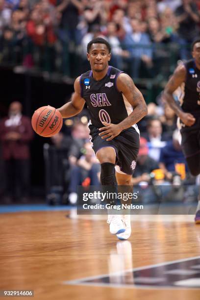 Playoffs: Stephen F. Austin Aaron Augustin in action vs Texas Tech at American Airlines Center. Dallas, TX 3/15/2018 CREDIT: Greg Nelson