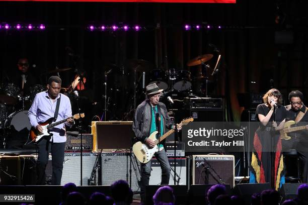 Robert Cray, Keith Richards, and Norah Jones perform during "Love Rocks NYC! A Benefit for God's Love We Deliver" at Beacon Theatre on March 15, 2018...