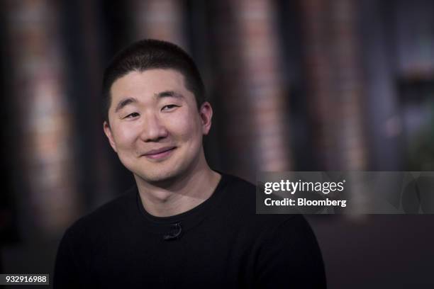 Howie Liu, co-founder and chief executive officer of AirTable, smiles during a Bloomberg Technology television interview in San Francisco,...