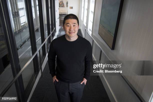 Howie Liu, co-founder and chief executive officer of AirTable, stands for a photograph following a Bloomberg Technology television interview in San...