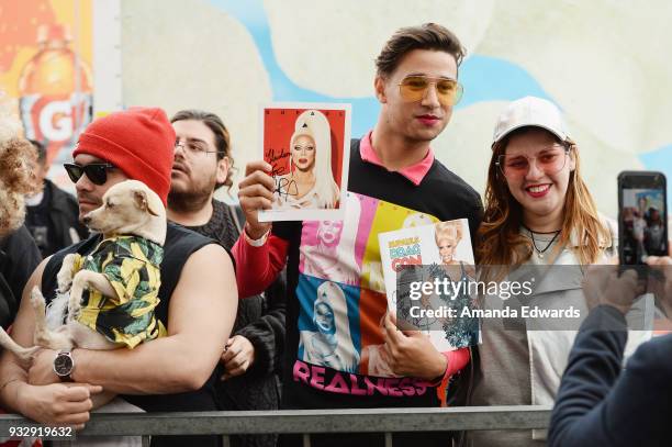 Fans attend RuPaul's star ceremony on The Hollywood Walk of Fame on March 16, 2018 in Hollywood, California.