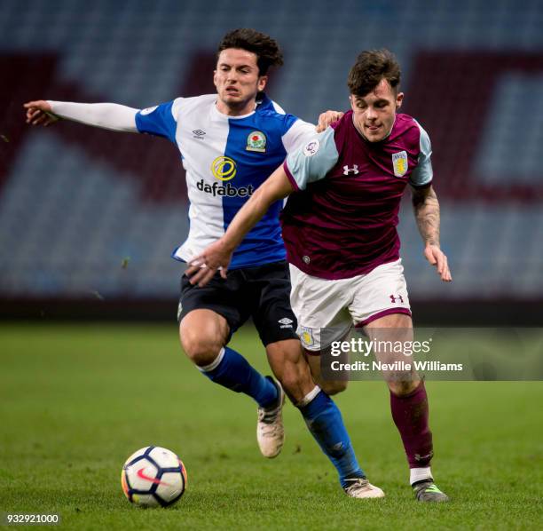 Mitchell Clark of Aston Villa during the Premier League Cup match between Aston Villa and Blackburn Rovers at Villa Park on March 16, 2018 in...