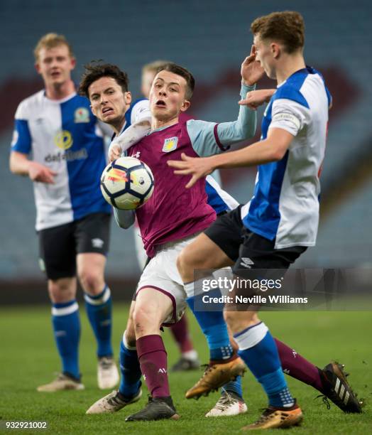 Jack Clarke of Aston Villa during the Premier League Cup match between Aston Villa and Blackburn Rovers at Villa Park on March 16, 2018 in...