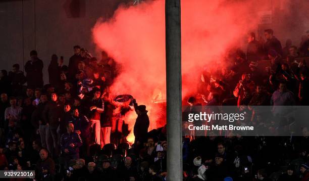 Limerick , Ireland - 16 March 2018; Limerick FC supporters during the SSE Airtricity League Premier Division match between Limerick FC and Cork City...