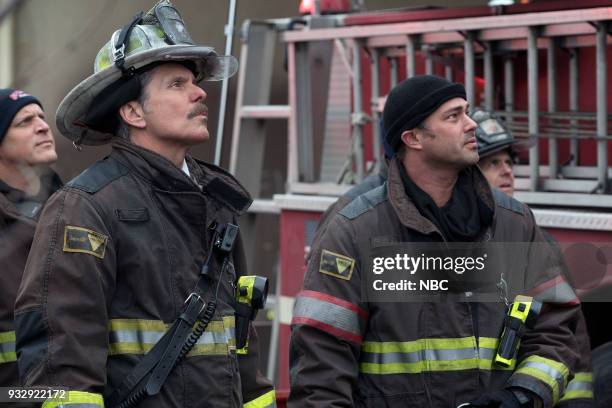 The One That Matters Most" Episode 616 -- Pictured: Gary Cole as Chief Carl Grissom, Taylor Kinney as Kelly Severide --