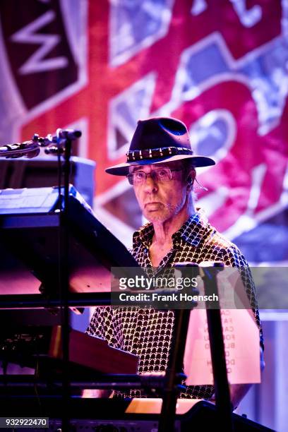 Manfred Mann of the British group Manfred Manns Earth Band performs live on stage during a concert at the Ernst-Reuter-Saal on March 16, 2018 in...