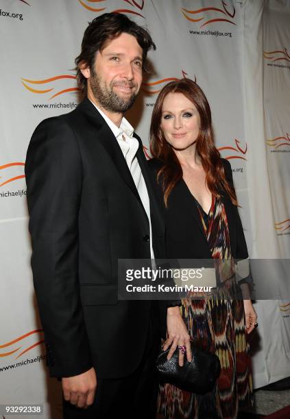 Bart Freundlich and Julianne Moore attend the "A Funny Thing Happened on the Way to Cure Parkinson's" benefit at The Waldorf Astoria Hotel on...