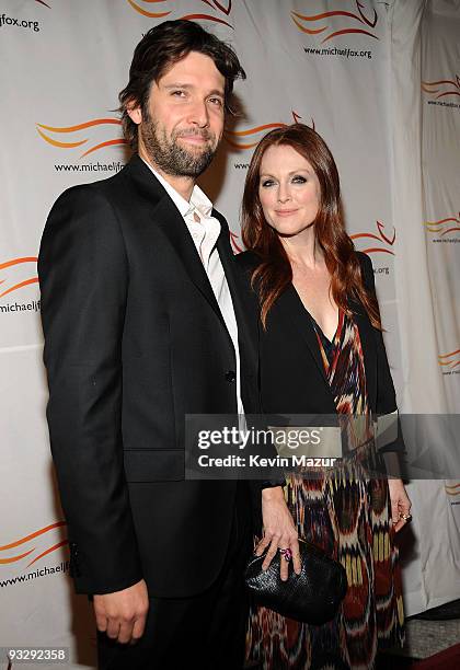 Bart Freundlich and Julianne Moore attend the "A Funny Thing Happened on the Way to Cure Parkinson's" benefit at The Waldorf Astoria Hotel on...