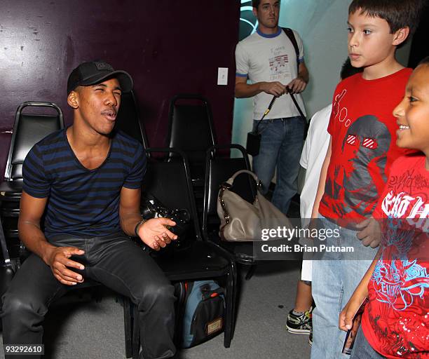 Actor Brandon Mychal Smith attends an improve class at Bang Comedy Theatre for the children of LA's BEST After School Enrichment Program on November...