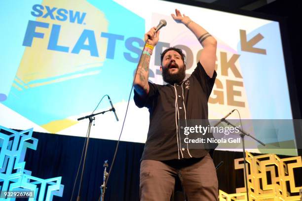 Lng/SHT performs onstage at Friday International Artist Showcase at Flatstock during SXSW at Austin Convention Center on March 16, 2018 in Austin,...