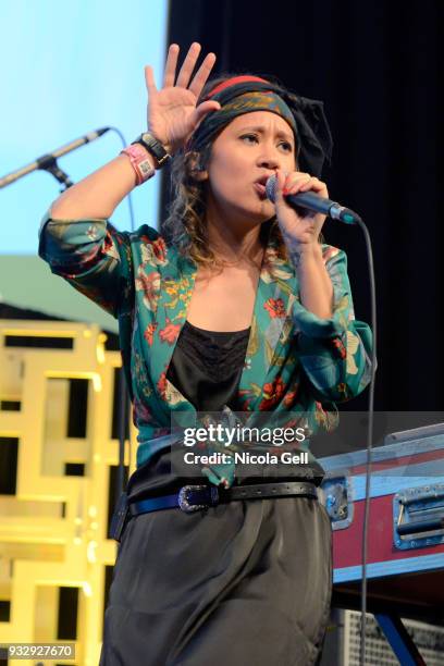 Laurence Giroux-Do of Le Couleur performs onstage at Friday International Artist Showcase at Flatstock during SXSW at Austin Convention Center on...