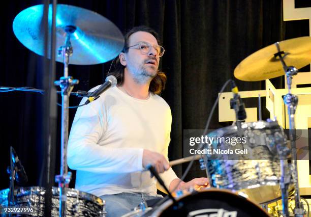 Steeven Chouinard of Le Couleur performs onstage at Friday International Artist Showcase at Flatstock during SXSW at Austin Convention Center on...