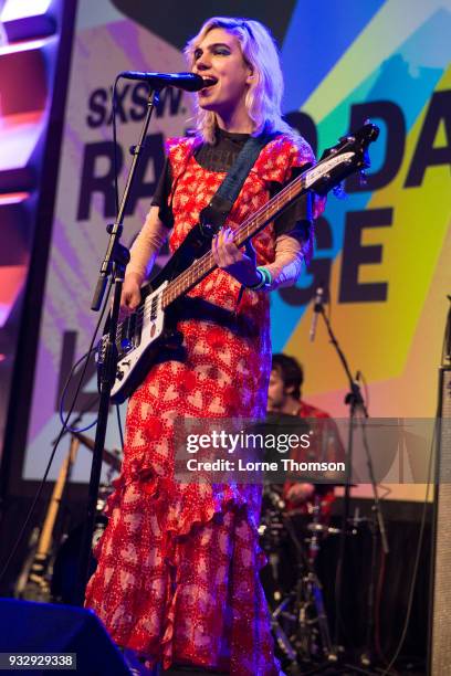 Julia Cumming of Sunflower Bean performs on the Radio Day Stage at Austin Convention Center on March 16, 2018 in Austin, Texas.