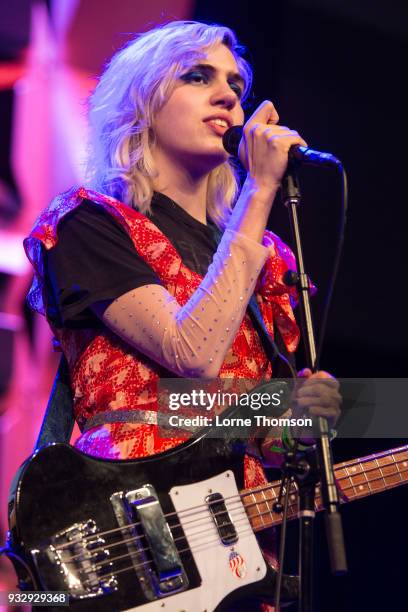 Julia Cumming of Sunflower Bean performs on the Radio Day Stage at Austin Convention Center on March 16, 2018 in Austin, Texas.