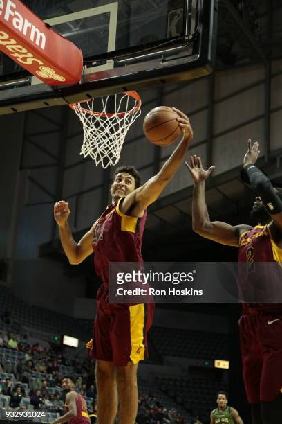 Grant Jerrett of the Canton Charge rebounds on the Fort Wayne Mad Ants on March 16, 2018 at Memorial Coliseum in Fort Wayne, Indiana. NOTE TO USER:...
