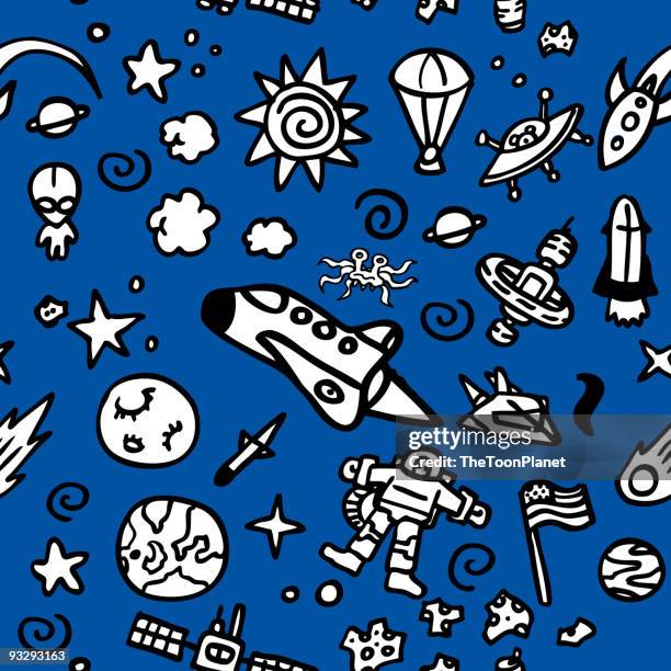 seamless pattern: space - celestial sun moon and stars background stock illustrations